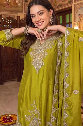 Women Ethnic Motifs Embroidered Regular Kurta with Sharara & With Dupatta