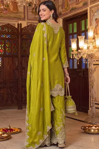 Women Ethnic Motifs Embroidered Regular Kurta with Sharara & With Dupatta