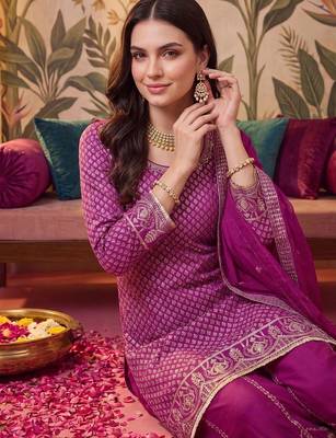 Women Ethnic Motifs Regular Thread Work Kurta with Sharara & With Dupatta 2