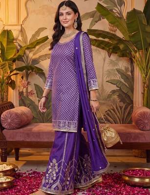 Women Ethnic Motifs Regular Kurta with Sharara & With Dupatta 1