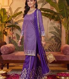 Women Ethnic Motifs Regular Kurta with Sharara & With Dupatta