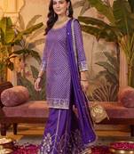 Women Ethnic Motifs Regular Kurta with Sharara & With Dupatta