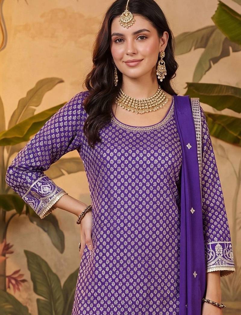 Women Ethnic Motifs Regular Kurta with Sharara & With Dupatta