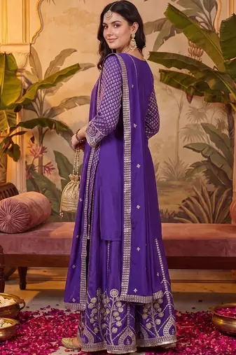 Women Ethnic Motifs Regular Kurta with Sharara & With Dupatta