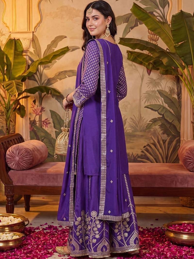 Women Ethnic Motifs Regular Kurta with Sharara & With Dupatta