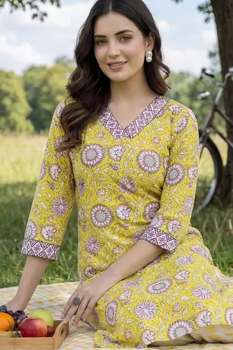 Women Floral Printed Regular Pure Cotton Kurta with Trousers & With Dupatta