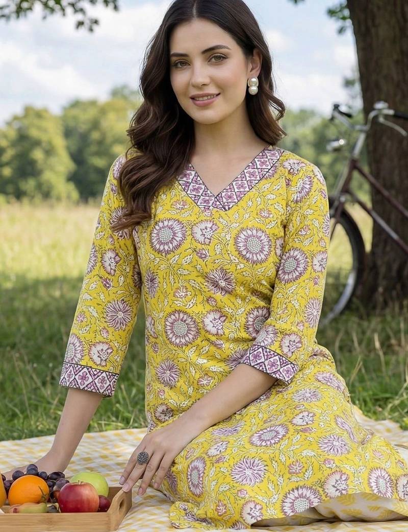 Women Floral Printed Regular Pure Cotton Kurta with Trousers & With Dupatta