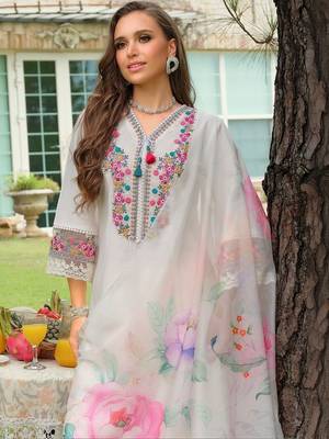 Women Ethnic Motifs Embroidered Regular Thread Work Kurta with Trousers & With Dupatta 4