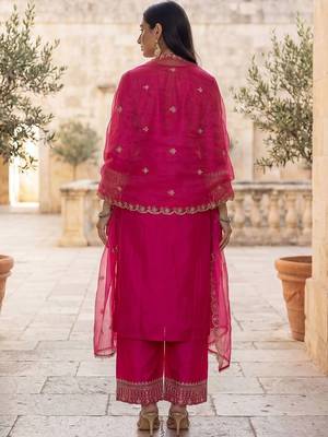 Women Ethnic Motifs Embroidered Regular Kurta with Trousers & With Dupatta 4