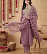 Women Ethnic Motifs Embroidered Regular Thread Work Kurta with Trousers & With Dupatta