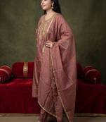Women Ethnic Motifs Embroidered Regular Kurta with Trousers & With Dupatta