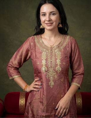Women Ethnic Motifs Embroidered Regular Kurta with Trousers & With Dupatta 2