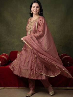 Women Ethnic Motifs Embroidered Regular Kurta with Trousers & With Dupatta 3