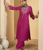 Women Ethnic Motifs Embroidered Regular Thread Work Kurta with Palazzos