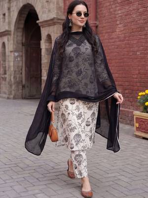 Women Floral Printed Regular Pure Cotton Kurta with Trousers & With Dupatta 1