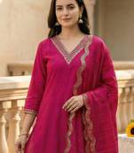 Women Regular Kurta with Trousers & With Dupatta