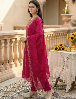 Women Regular Kurta with Trousers & With Dupatta 3