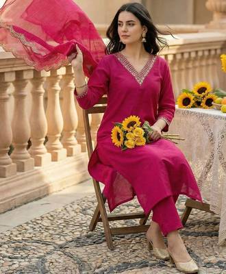 Women Regular Kurta with Trousers & With Dupatta 5