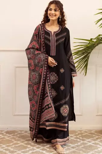 Women Ethnic Motifs Printed Regular Kurta with Palazzos & With Dupatta