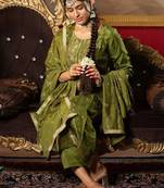 Women Ethnic Motifs Embroidered Regular Kurta with Trousers & With Dupatta