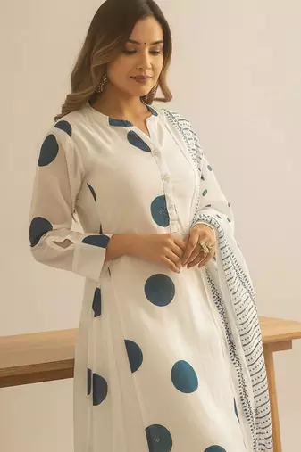 Women Printed Regular Pure Cotton Kurta with Trousers & With Dupatta