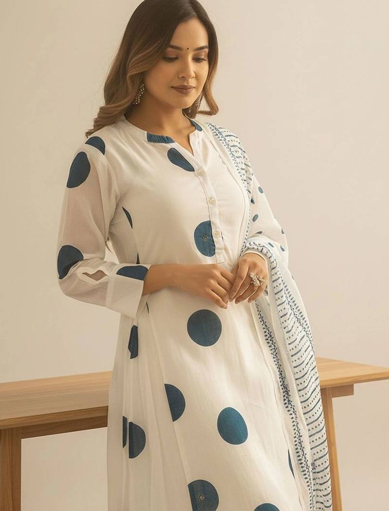 Women Printed Regular Pure Cotton Kurta with Trousers & With Dupatta