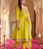 Women Ethnic Motifs Embroidered Empire Thread Work Kurta with Trousers & With Dupatta