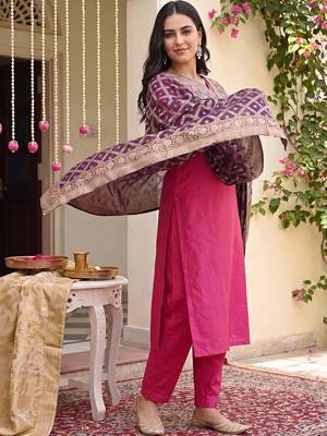 Women Ethnic Motifs Embroidered Regular Thread Work Kurta with Trousers & With Dupatta 1