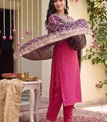 Women Ethnic Motifs Embroidered Regular Thread Work Kurta with Trousers & With Dupatta
