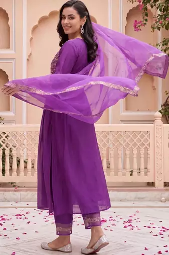 Women Ethnic Motifs Embroidered Empire Liva Kurta with Trousers & With Dupatta