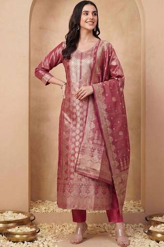 Women Ethnic Motifs Regular Kurta with Trousers & With Dupatta
