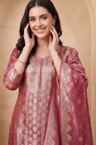 Women Ethnic Motifs Regular Kurta with Trousers & With Dupatta