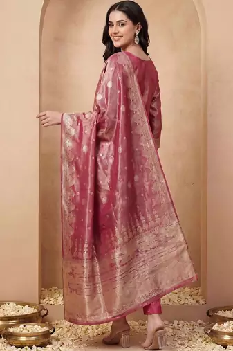 Women Ethnic Motifs Regular Kurta with Trousers & With Dupatta