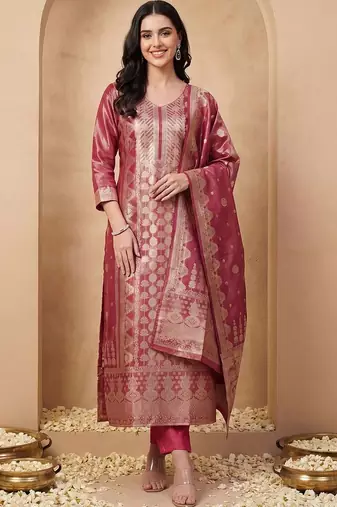 Women Ethnic Motifs Regular Kurta with Trousers & With Dupatta