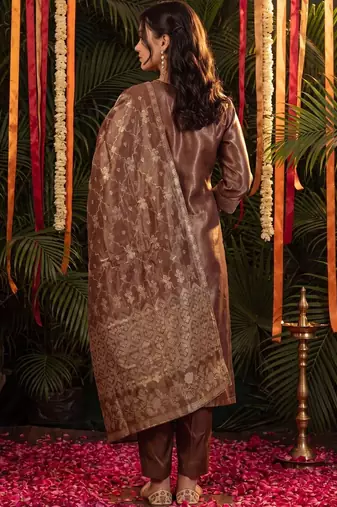 Women Ethnic Motifs Regular Kurta with Trousers & With Dupatta