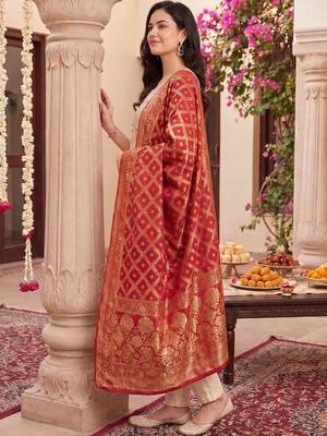 Women Ethnic Motifs Embroidered Regular Thread Work Kurta with Trousers & With Dupatta 6