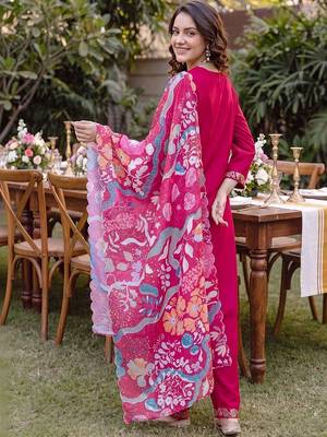 Women Ethnic Motifs Embroidered Regular Thread Work Kurta with Trousers & With Dupatta 4