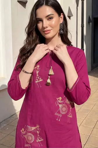 Women Ethnic Motifs Printed Regular Pure Cotton Kurta with Trousers