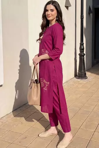 Women Ethnic Motifs Printed Regular Pure Cotton Kurta with Trousers
