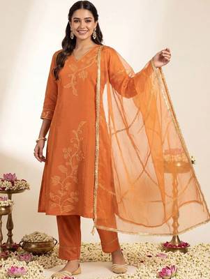 Women Ethnic Motifs Embroidered Regular Thread Work Kurta with Trousers & With Dupatta 6