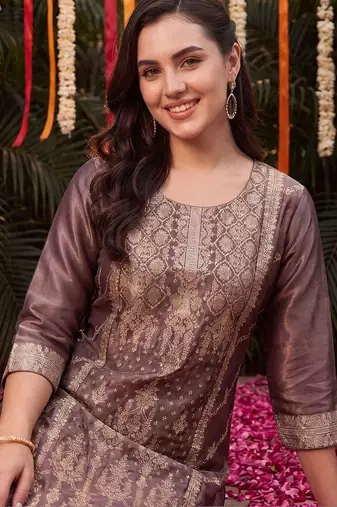 Women Ethnic Motifs Regular Kurta with Trousers & With Dupatta