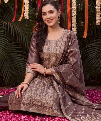 Women Ethnic Motifs Regular Kurta with Trousers & With Dupatta 5