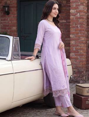 Women Ethnic Motifs Embroidered Regular Thread Work Kurta with Trousers & With Dupatta 1