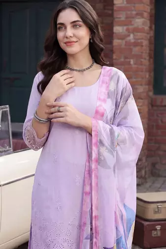 Women Ethnic Motifs Embroidered Regular Thread Work Kurta with Trousers & With Dupatta