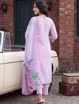 Women Ethnic Motifs Embroidered Regular Thread Work Kurta with Trousers & With Dupatta 3