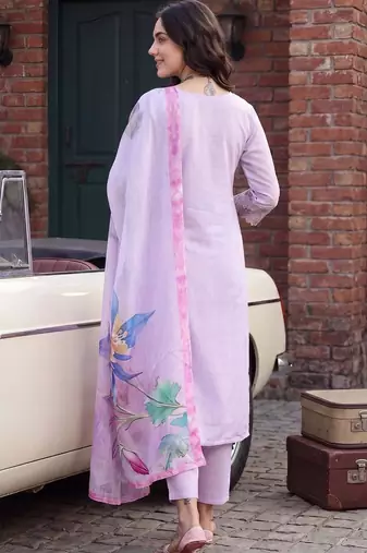 Women Ethnic Motifs Embroidered Regular Thread Work Kurta with Trousers & With Dupatta