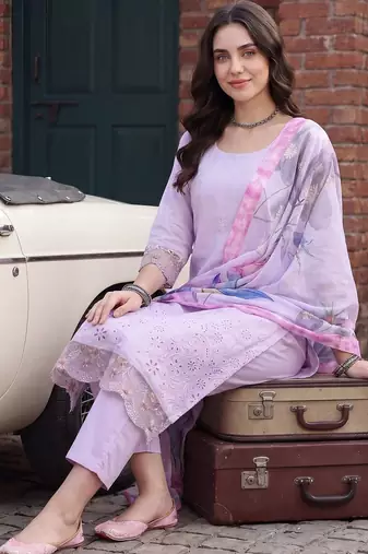 Women Ethnic Motifs Embroidered Regular Thread Work Kurta with Trousers & With Dupatta