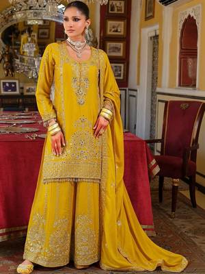 Women Ethnic Motifs Embroidered Regular Thread Work Kurta with Palazzos & With Dupatta 1
