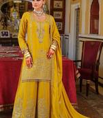 Women Ethnic Motifs Embroidered Regular Thread Work Kurta with Palazzos & With Dupatta