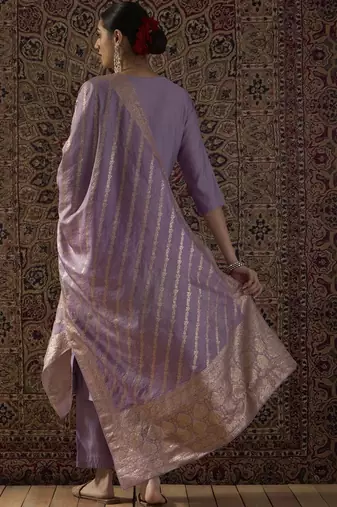 Women Ethnic Motifs Embroidered Regular Thread Work Kurta with Trousers & With Dupatta